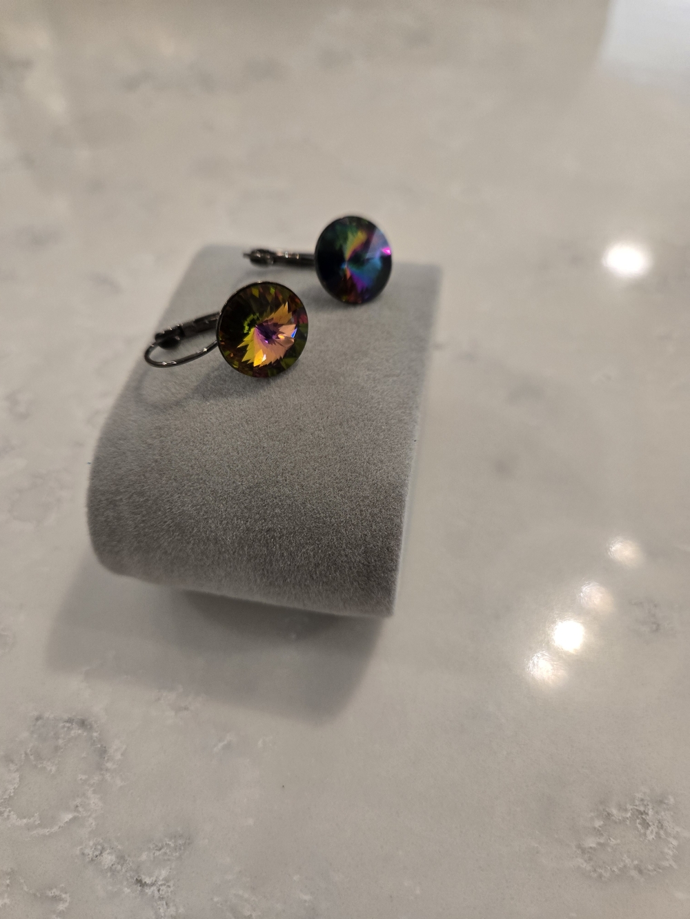 Electra Rivoli Crystal Drop Earrings - Multi-Color In Black Setting - Picture 3 of 4